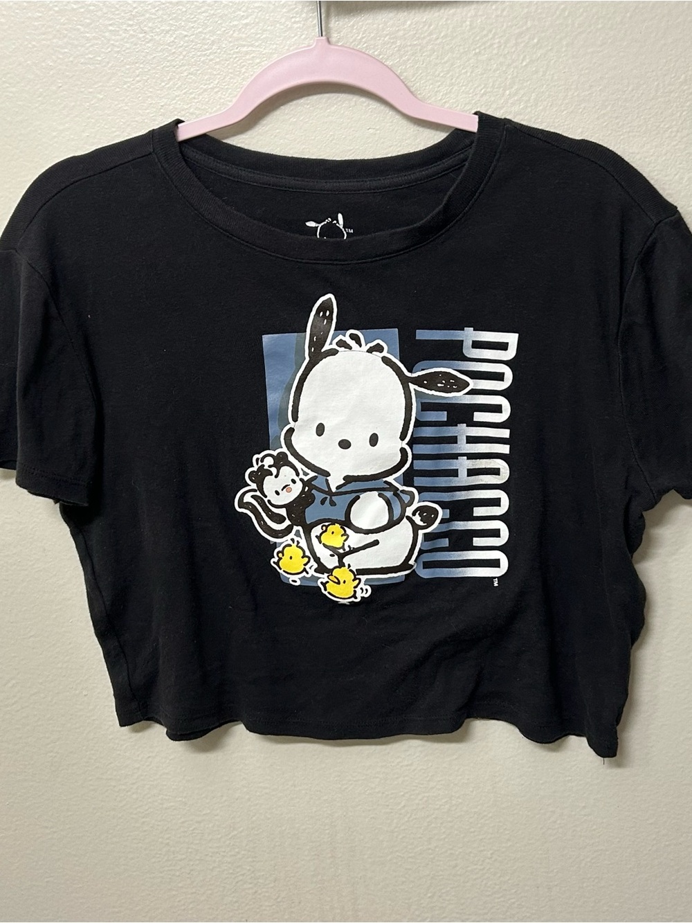 Sanrio Black Pochacco Graphic Crop Top